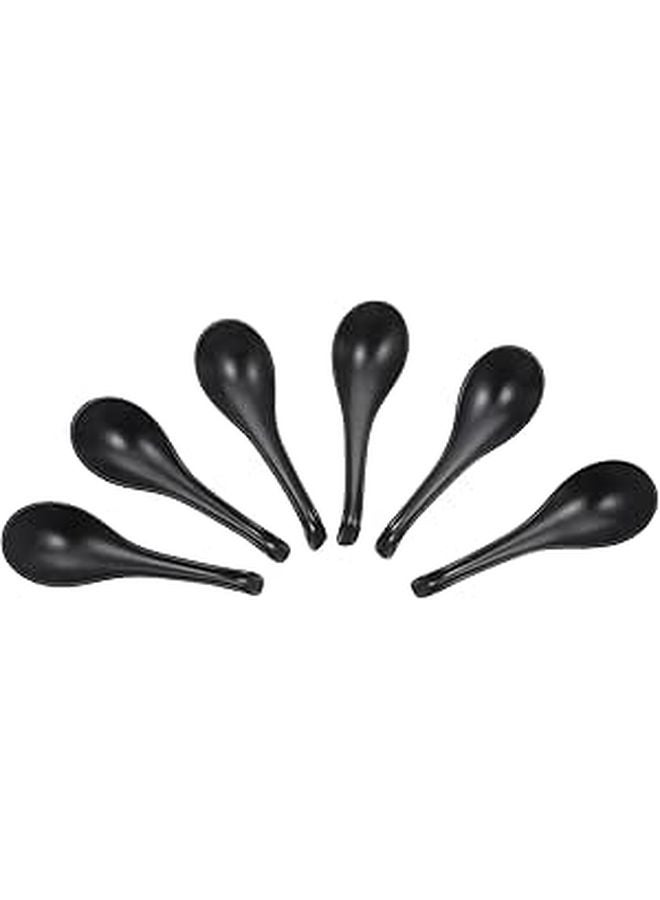 6 Pcs Melamine Long Handle Soup Spoons with Hooked Handle for Kitchen Dining Restaurant - Image 1