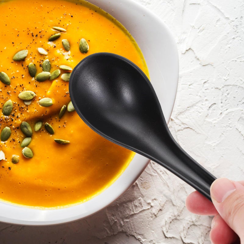 6 Pcs Melamine Long Handle Soup Spoons with Hooked Handle for Kitchen Dining Restaurant - Image 5