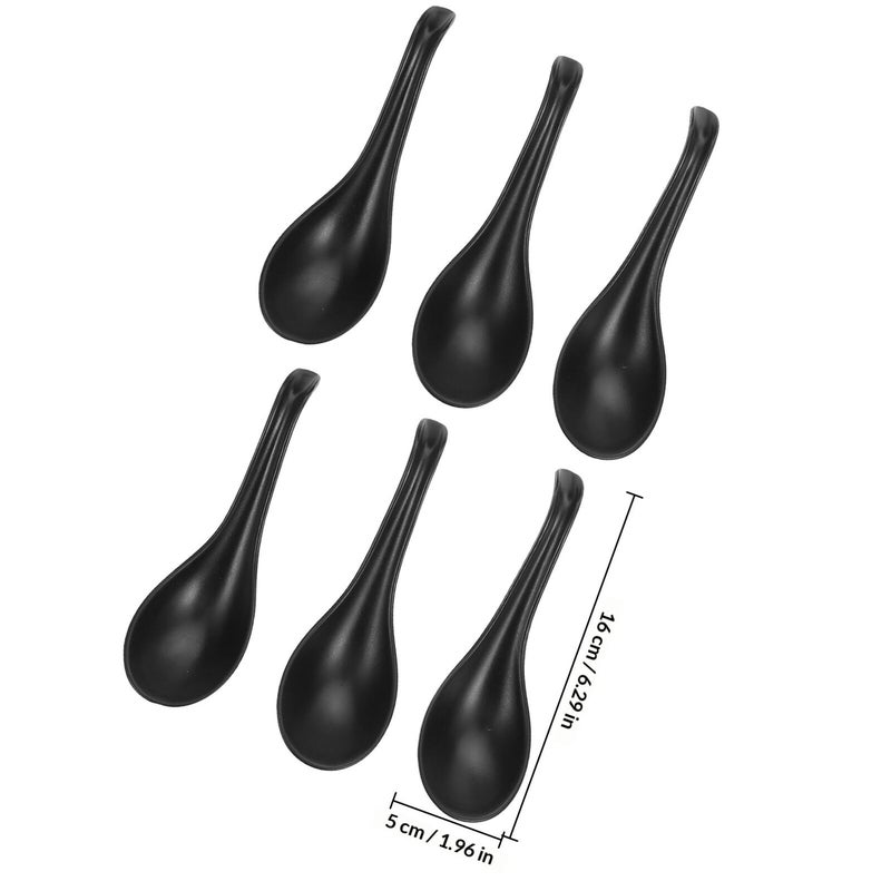 6 Pcs Melamine Long Handle Soup Spoons with Hooked Handle for Kitchen Dining Restaurant - Image 3