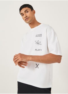 Styli Oversized Slogan Printed Round Neck T-Shirt  - Image 3