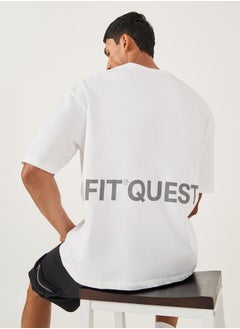Styli Oversized Slogan Printed Round Neck T-Shirt  - Image 1