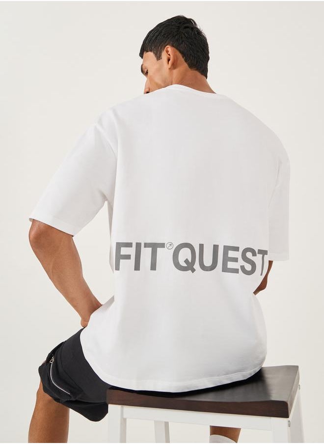 Styli Oversized Slogan Printed Round Neck T-Shirt  - Image 1