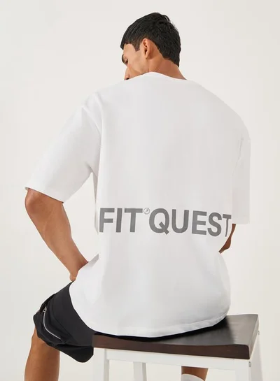 Styli Active Oversized Slogan Printed Round Neck T-Shirt