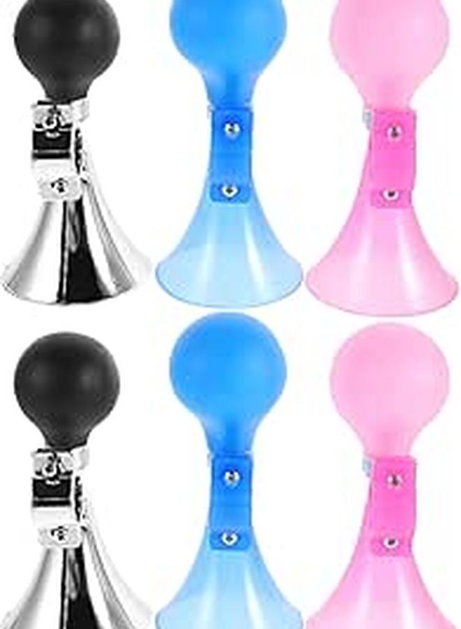 6 Pcs Bike Horn Set Loud Bicycle Thumb Bell Silver Blue Pink Cycling Accessories - Image 1