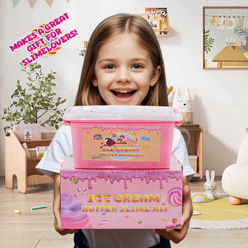 Funewest Slime Kit for Girls Ages 8-12 Mini Fluffy Butter Slime Making Kit Ice Cream Slime for Kids DIY Craft Kits with 30+ Piece Birthday Gifts - Image 3