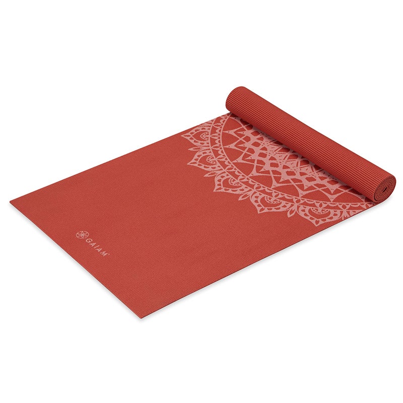 Gaiam Yoga Mat - 5mm Thick Yoga Mat - Non-Slip Exercise Mat for All Types of Yoga, Pilates & Floor Workouts - Textured Grip, Cushioned Support, Variety of Designs (24 x 68 inches long), Sunburnt Marrakesh - Image 1
