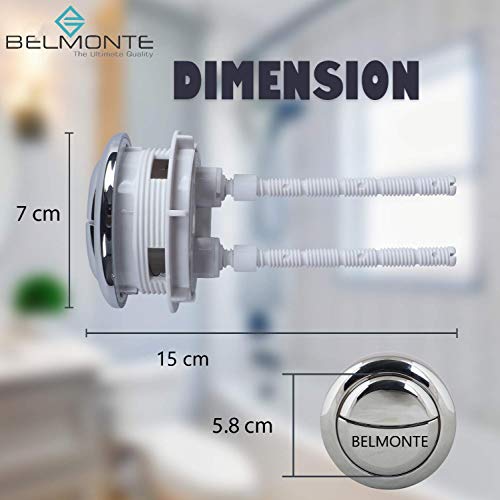 Belmonte Replaceable Round Dual Flush Push Button with 2 Bar for Lid Cover of Toilet Water Tank Flushing 58mm / Flush Tank Fittings for Western Commode/EWC Lid Hole Should be at Least 58MM/2.3" - Image 2