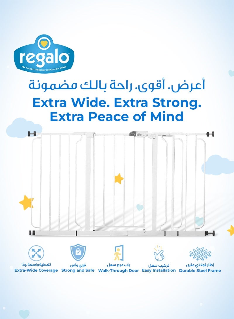 Regalo Extra Wide Baby Gate | Fits Openings 29-56” | Easy Installation | Safety Lock | Walk-Through Design | Sturdy Metal Frame | Ideal for Toddlers & Pets | 76.2x76.2 CM - Image 3