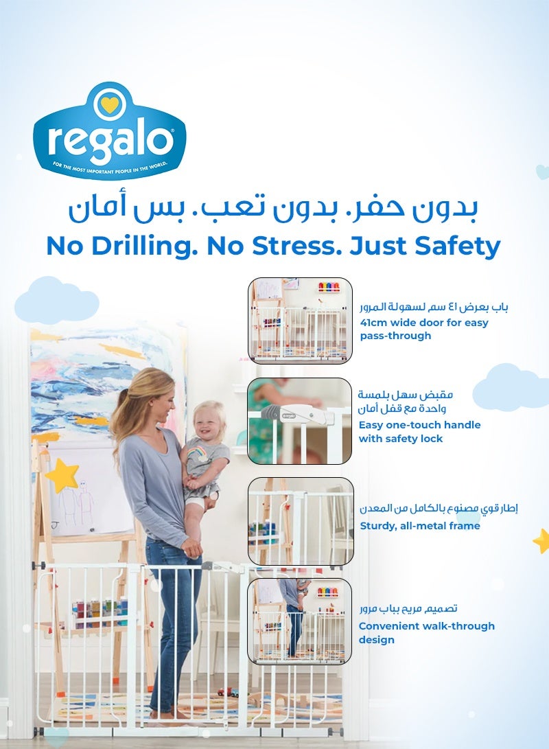 Regalo Extra Wide Baby Gate | Fits Openings 29-56” | Easy Installation | Safety Lock | Walk-Through Design | Sturdy Metal Frame | Ideal for Toddlers & Pets | 76.2x76.2 CM - Image 5
