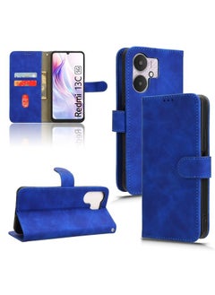 Zaboon For Xiaomi Redmi 13C 5G Skin Feel Magnetic Flip Leather Phone Case(Blue) 