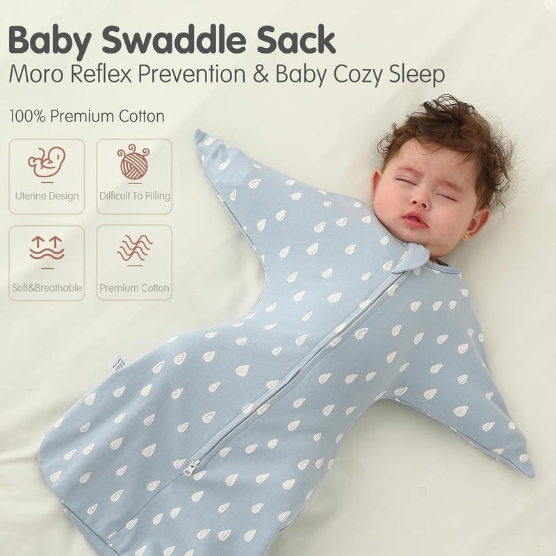 KASTWAVE Premium Baby Transitional Swaddle Sleep Sack - 100% Cotton Arms Up Newborn Sleeping Bag - Image 2