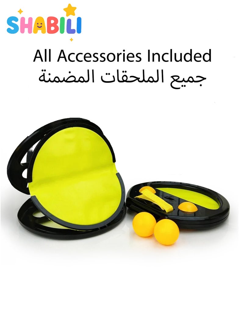 شبيلي مجموعة ألعاب التقاط الكرة للأطفال مع 2 مضارب و4 كرات، تدريب رمـي خارجي تفاعلي بين الوالدين والطفل، مادة نايلون وABS، مناسبة للأولاد والبنات من عمر 3 سنوات فما فوق - Image 5
