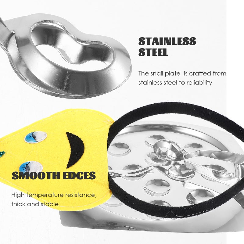 1 Set of Stainless Steel Escargot Plate with Holes Restaurant Plate Seafood Snail Dish with Tong - Image 4