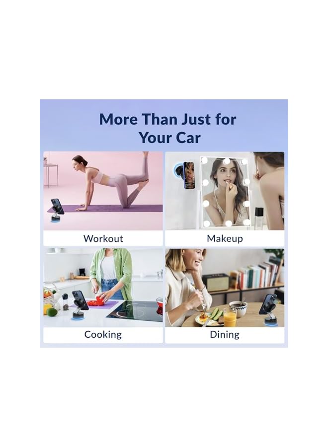 Green Tiger 2025 Multi-Scenario Magnetic Phone Holder | Vacuum Suction Cup Mount for Car, Mirror, Kitchen & Desk | 360° Foldable Design Compatible with iPhone & All Smartphones (Sleek Black) - Image 5