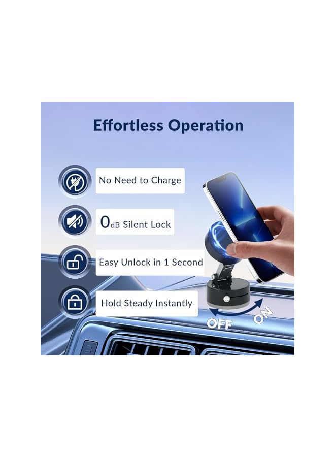 Green Tiger 2025 Multi-Scenario Magnetic Phone Holder | Vacuum Suction Cup Mount for Car, Mirror, Kitchen & Desk | 360° Foldable Design Compatible with iPhone & All Smartphones (Sleek Black) - Image 4