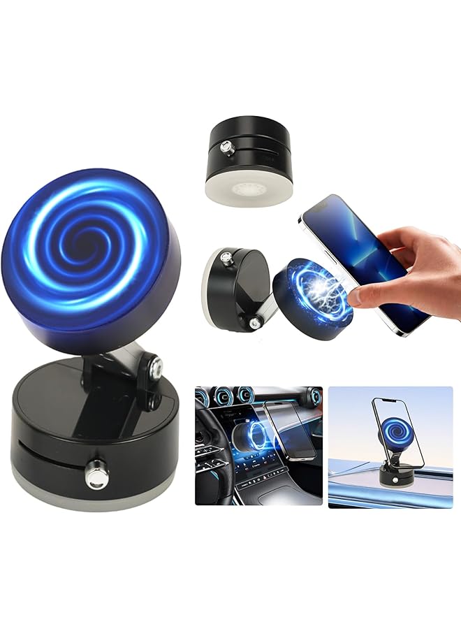 Green Tiger 2025 Multi-Scenario Magnetic Phone Holder | Vacuum Suction Cup Mount for Car, Mirror, Kitchen & Desk | 360° Foldable Design Compatible with iPhone & All Smartphones (Sleek Black) - Image 1