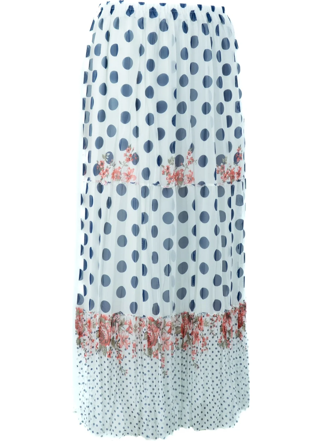 Oppland Women's Spring Polka Dot Patterned Elastic Waist Relaxed Fit Lined Lycra Three Piece Premium Chiffon Skirt