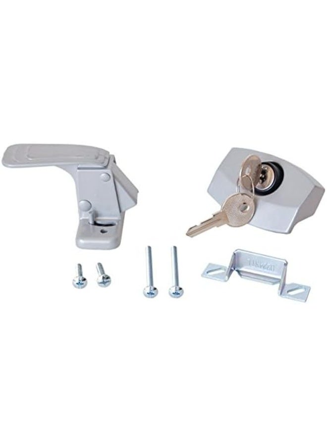 RV Designer E311, Camper Trailer RV Door Latch with Lock, Entry Door Hardware , Gray - Image 2