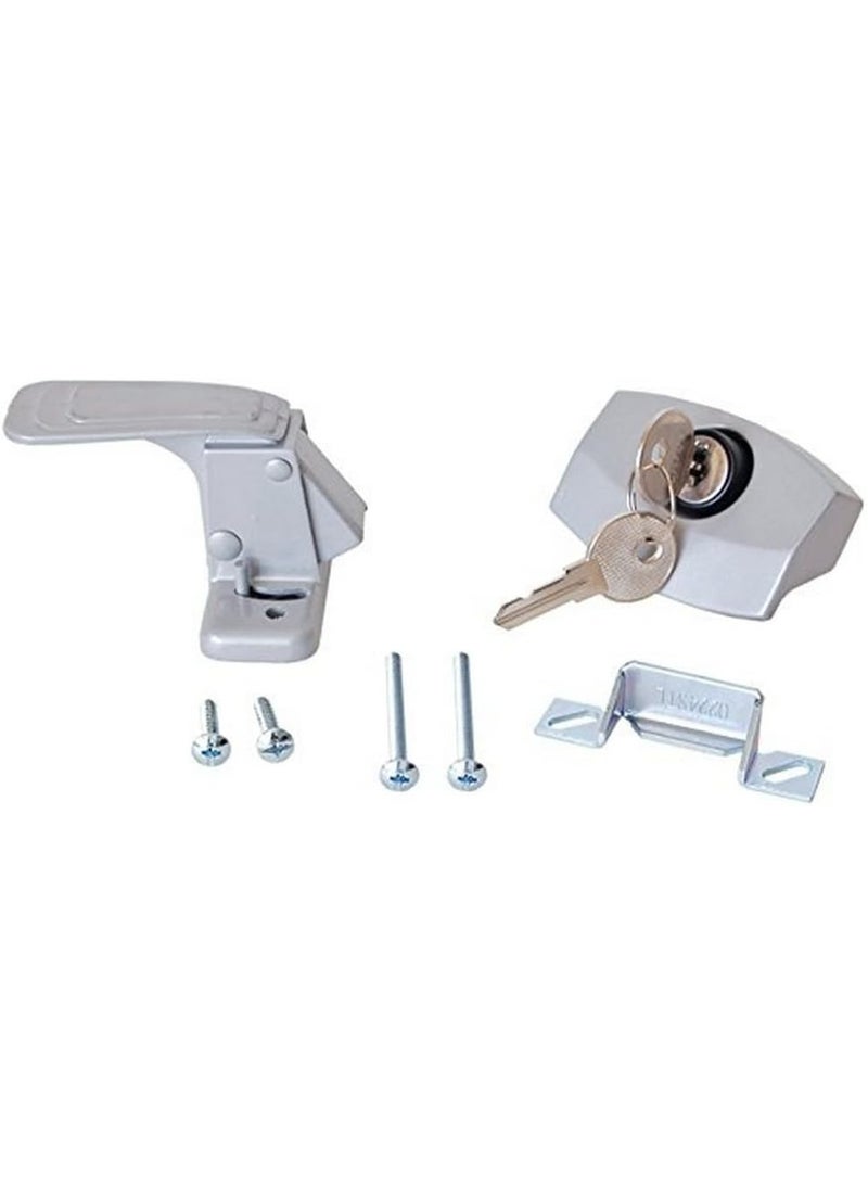 RV Designer E311, Camper Trailer RV Door Latch with Lock, Entry Door Hardware , Gray - Image 1