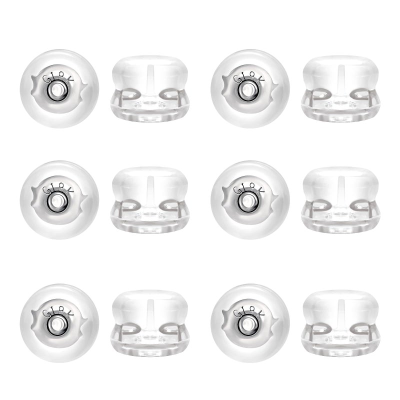Earring BacksSoft 18K Gold Silicone Plastic Rubber Earring Backs for Studs 12pcs White Gold Clear Plastic Earring Backer Replacement for Heavy Earrings Secure Locking Earring Backs