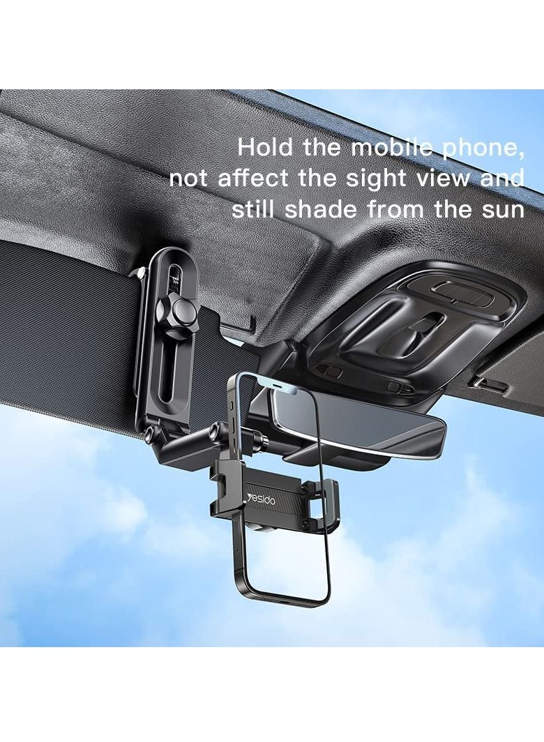 YESIDO C194 Car Phone Mount Sun Visor Phone Holder for Car Universal Clip 360 Degree Adjustable Cell phone Stand Rearview Mirror Cradle. - Image 4