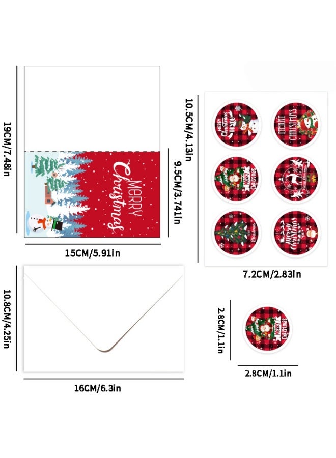 6pcs Merry Christmas Greeting Cards – Assorted Designs with Envelopes & Stickers - Image 2