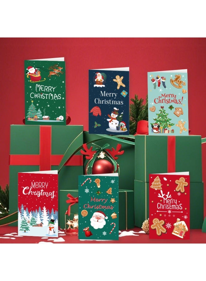6pcs Merry Christmas Greeting Cards – Assorted Designs with Envelopes & Stickers - Image 3