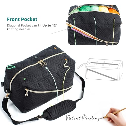 MYBAGZING Crochet Bag Organizer - Knitting Bag - Yarn Storage Organizer - Yarn Bag for Crocheting - Yarn Holder for Crochet Accessories, Crocheting & Knitting Gifts - Image 3