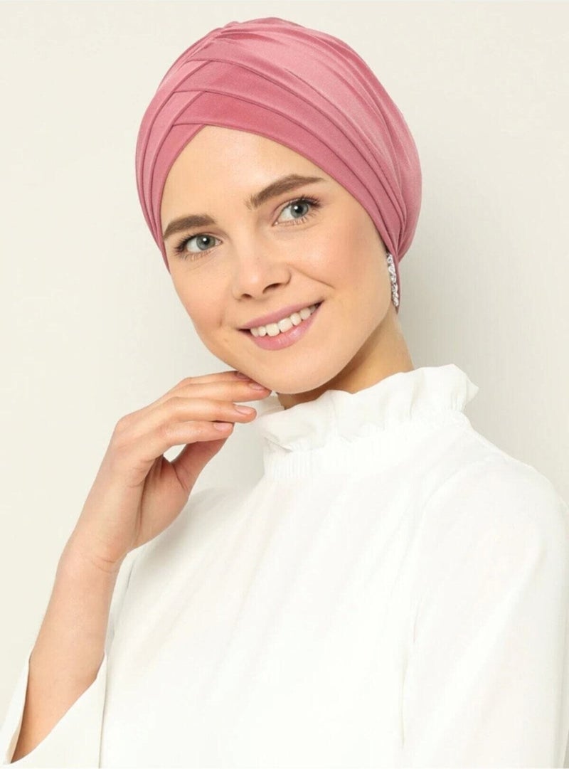 ناجيه سلتان بونيه حجاب كروس سي بثلاث خطوط ورد مجفف جاهز  - Image 1