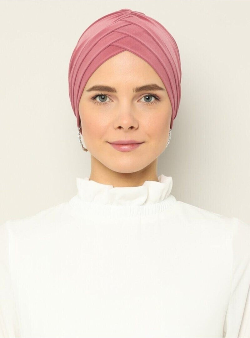 ناجيه سلتان بونيه حجاب كروس سي بثلاث خطوط ورد مجفف جاهز  - Image 2