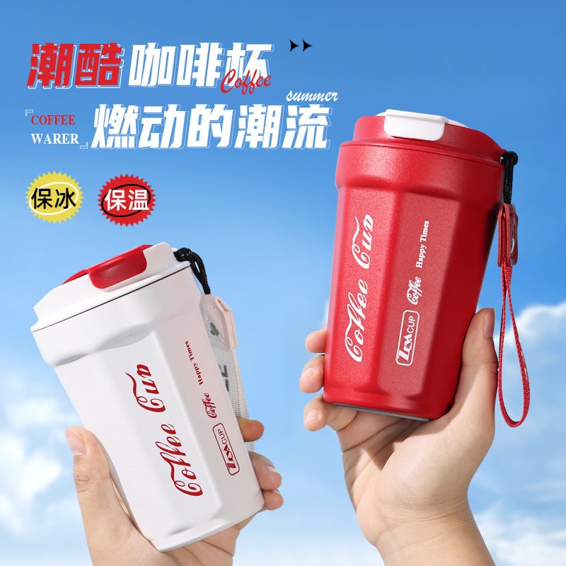 Coffee Cups, Stainless Steel, Intelligent Temperature Display, Portable Car Cup, Simple And Creative Direct Drinking Pocket Thermos Cup - Image 2