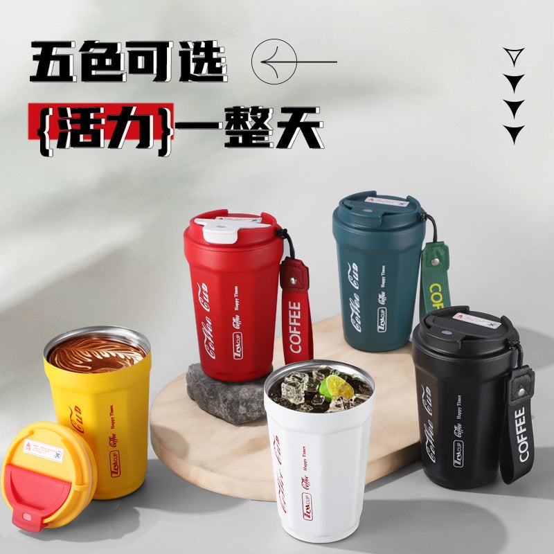 Coffee Cups, Stainless Steel, Intelligent Temperature Display, Portable Car Cup, Simple And Creative Direct Drinking Pocket Thermos Cup - Image 3