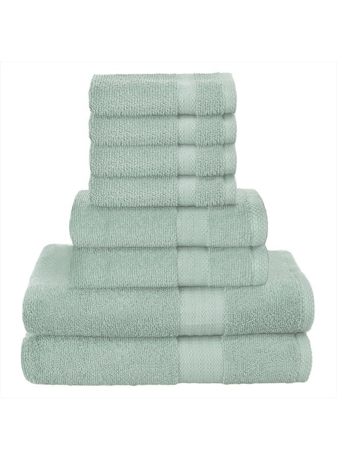 GLAMBURG Ultra Soft 8-Piece Towel Set - 100% Pure Ringspun Cotton, Contains 2 Oversized Bath Towels 27x54, 2 Hand Towels 16x28, 4 Wash Cloths 13x13 - Ideal for Everyday use, Hotel & Spa - Sea Green - Image 1