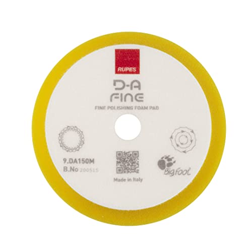 RUPES Orbital Foam Polishing pad for Car Sanding, Polishing & Waxing, Dual Action Polisher Pad, Car Cleaning Supplies for Compounding(Yellow, 130/150mm, Single Pad, Fine) - Image 2