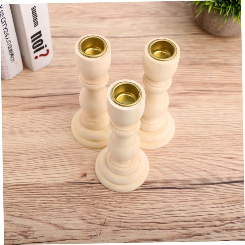 3pcs Rustic Wooden Candle Stands Candle Holder for Creative Sticks Holder - Image 1