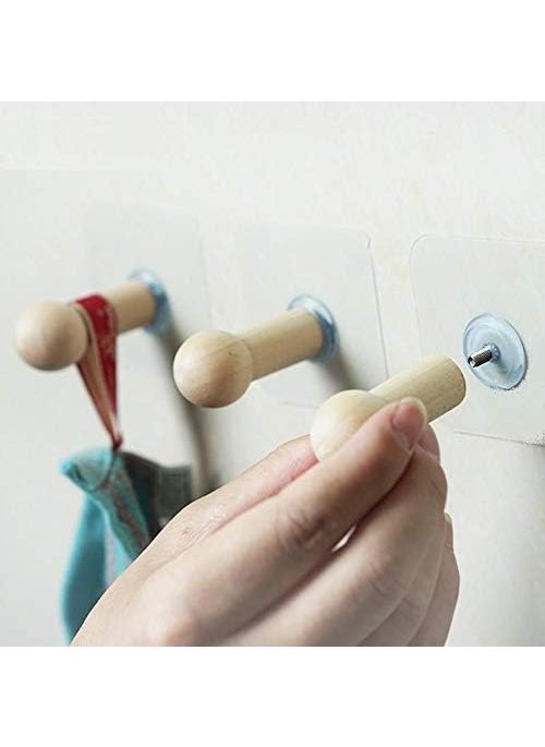ZURATO ZURATO Self Adhesive Wood Hooks Both Door Mount and Wall Mount Compatible Waterproof Hooks Max Weight 4 Kg Pack of 3 Hooks Color Clear  - Image 2