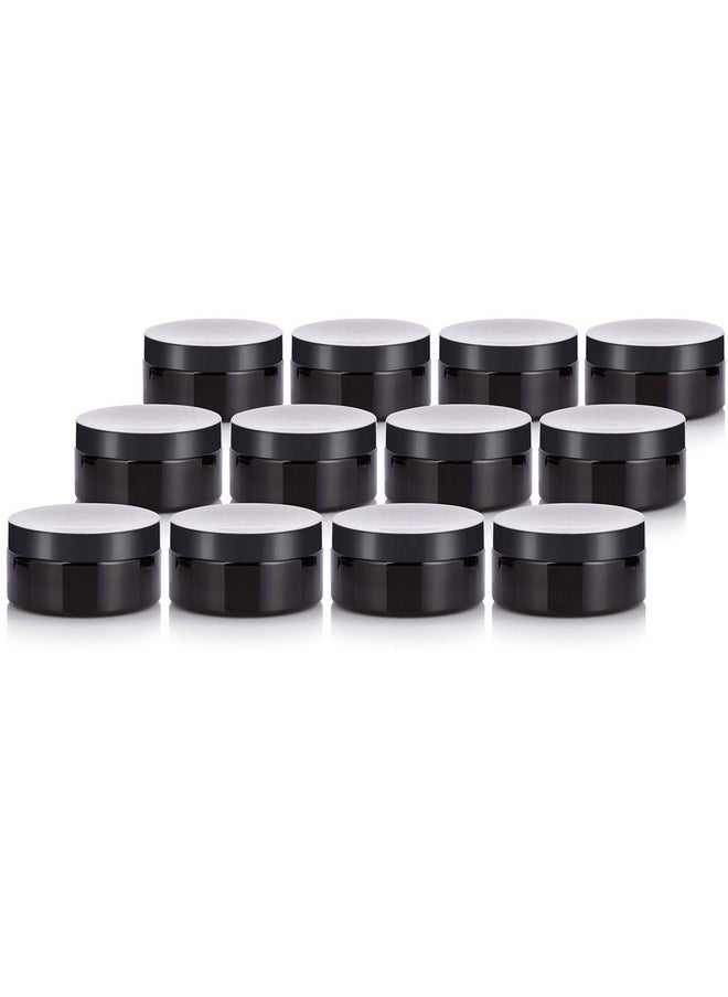 JUVITUS Black Pet Plastic (Bpa Free) Refillable Low Profile Jar8 Oz (12 Pack)  - Image 1