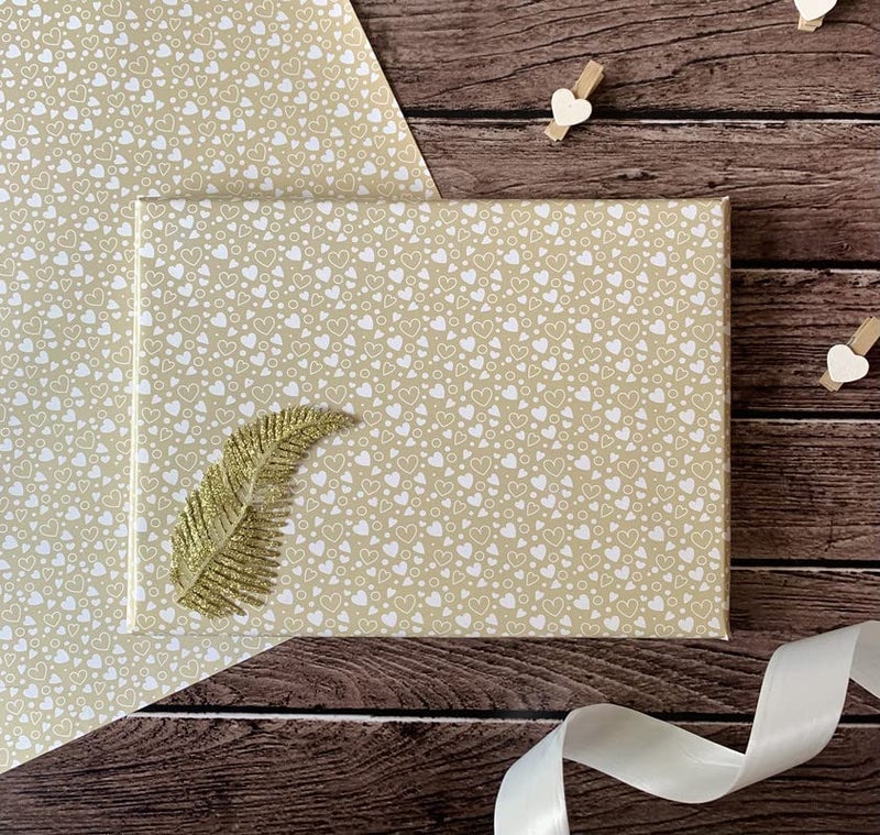 Dovetail White Love Gift Wrapping Paper Sheet Pack of 10 - Image 1