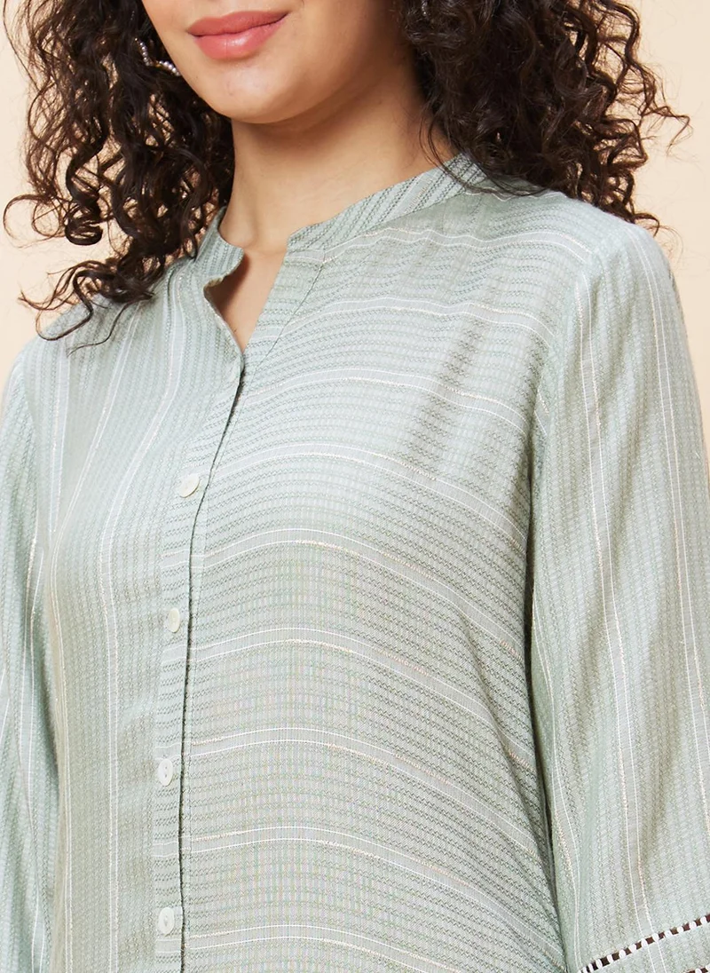 globus Globus Women Mandarin Collar High Low Kurta With Trousers