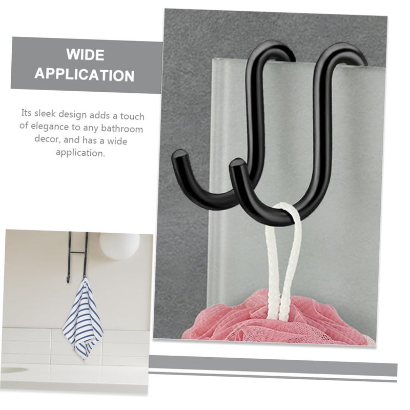 Heavy Duty Stainless Steel Over The Door Shower Hook Black Curved Towel Hanger Rustproof - Image 4