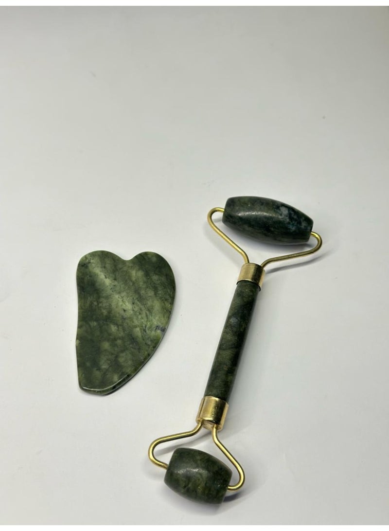 أسطوانة تدليك الوجه باليشم وأداة غوا شا الطبيعية والحجرية لعلاج الوجه والرقبة - Image 4