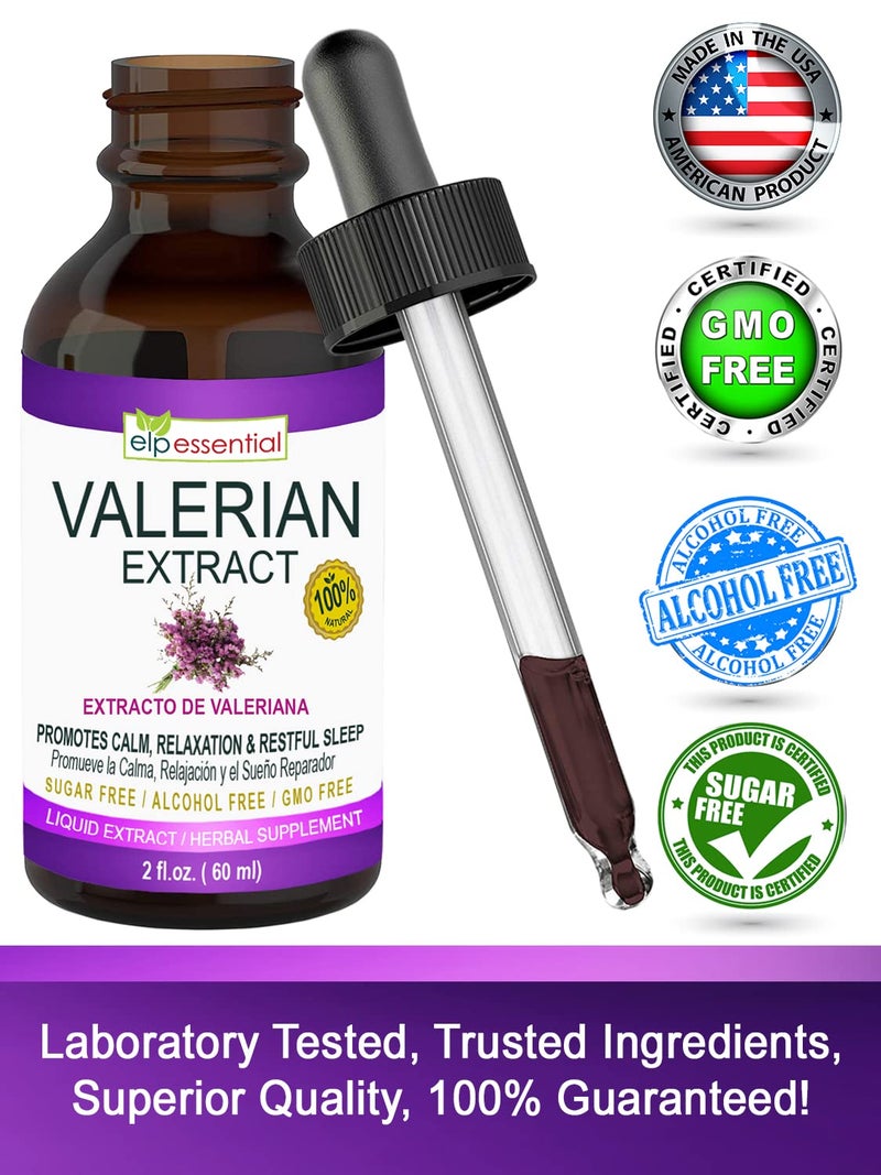 ELP ESSENTIAL Valerian Root Extract Drops | 2 fl oz | Sugar Free, Alcohol Free, Non- GMO Gluten Free Liquid - Image 4