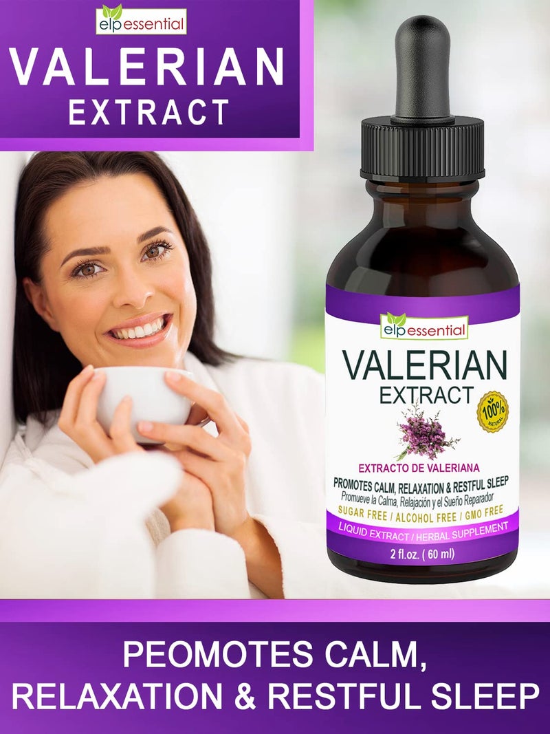 ELP ESSENTIAL Valerian Root Extract Drops | 2 fl oz | Sugar Free, Alcohol Free, Non- GMO Gluten Free Liquid - Image 2