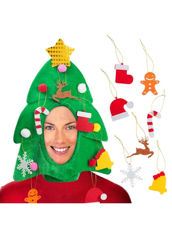 DomeStar - DomeStar Christmas Tree Hat with 7PCS Ornaments, Funny Christmas Hat, Novelty Santa Hat Crazy Hats Christmas Party Hat Dress Up Celebrations - Image 1