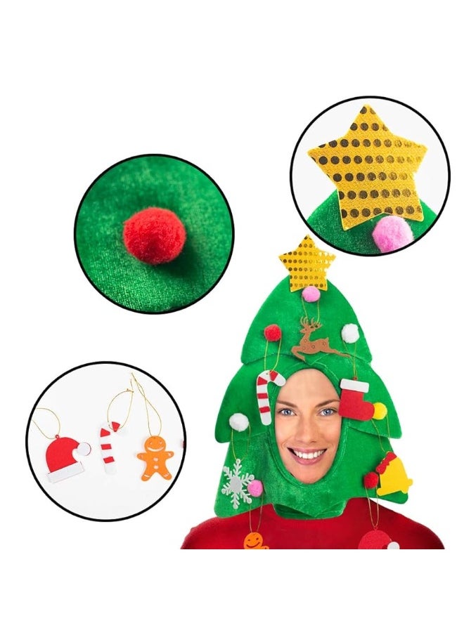 DomeStar - DomeStar Christmas Tree Hat with 7PCS Ornaments, Funny Christmas Hat, Novelty Santa Hat Crazy Hats Christmas Party Hat Dress Up Celebrations - Image 1