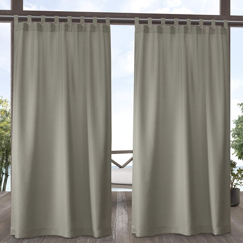 Exclusive Home Exclusive Home Cabana Solid IndoorOutdoor Light Filtering HookandLoop Tab Top Curtain Panel 54x108 Taupe Set of 2
