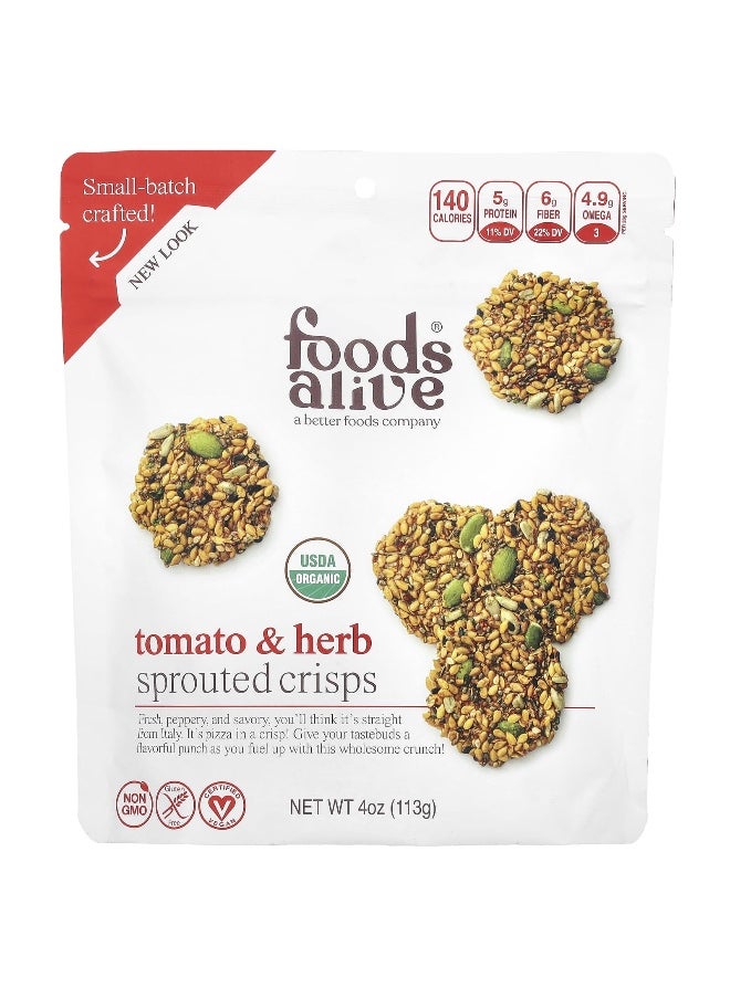 Foods Alive Foods Alive, Sprouted Crisps, Tomato & Herb, 4 oz (113 g)  - Image 1