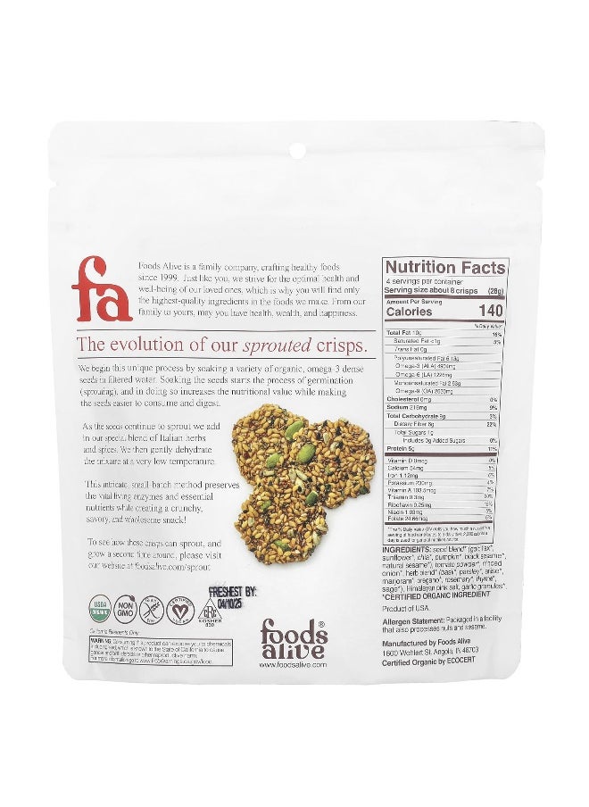Foods Alive Foods Alive, Sprouted Crisps, Tomato & Herb, 4 oz (113 g)  - Image 2