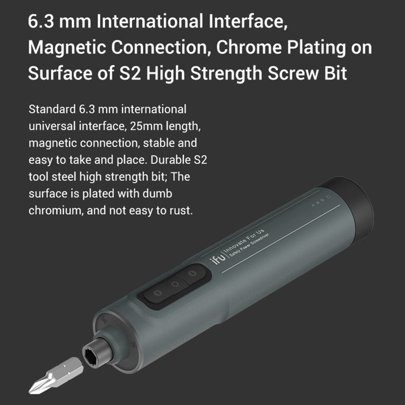 مجموعة مفك براغي كهربائي ليثيوم محمولة iFu BS1 Plus مع 3 مصابيح LED - مجموعة أدوات إصلاح مفكات براغي لاسلكية صغيرة قابلة لإعادة الشحن للأجهزة الإلكترونية/الهواتف المحمولة/الأجهزة المحمولة/الساعات ⁄ الورشات (ملاحظة: كلمة "Wa" في نهاية النص الأجنبي غير مكتملة، تم ترجمتها بناءً على الاحتمالات الأكثر شيوعية) - Image 2