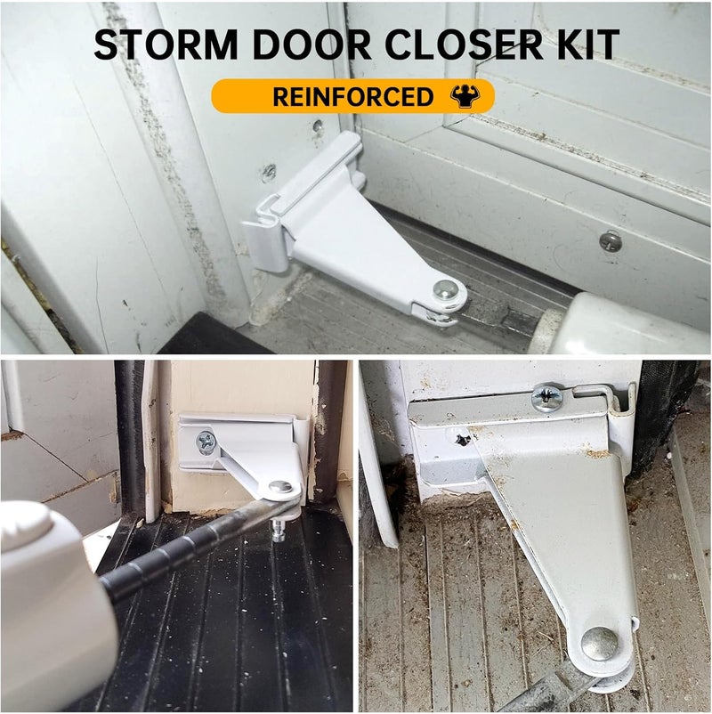 KOMOHOM Reinforced Storm Door Closer Bracket Kit Compatible with Andersen, Emco, Larson,Pella,40201 Door Repair Kit, Screen Door Closer Replacement Part for Storm Door, White - Image 5